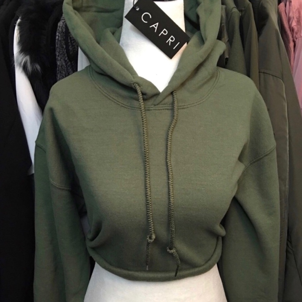 ✨LAST ONE! CAPRI olive reworked cropped hoodie✨